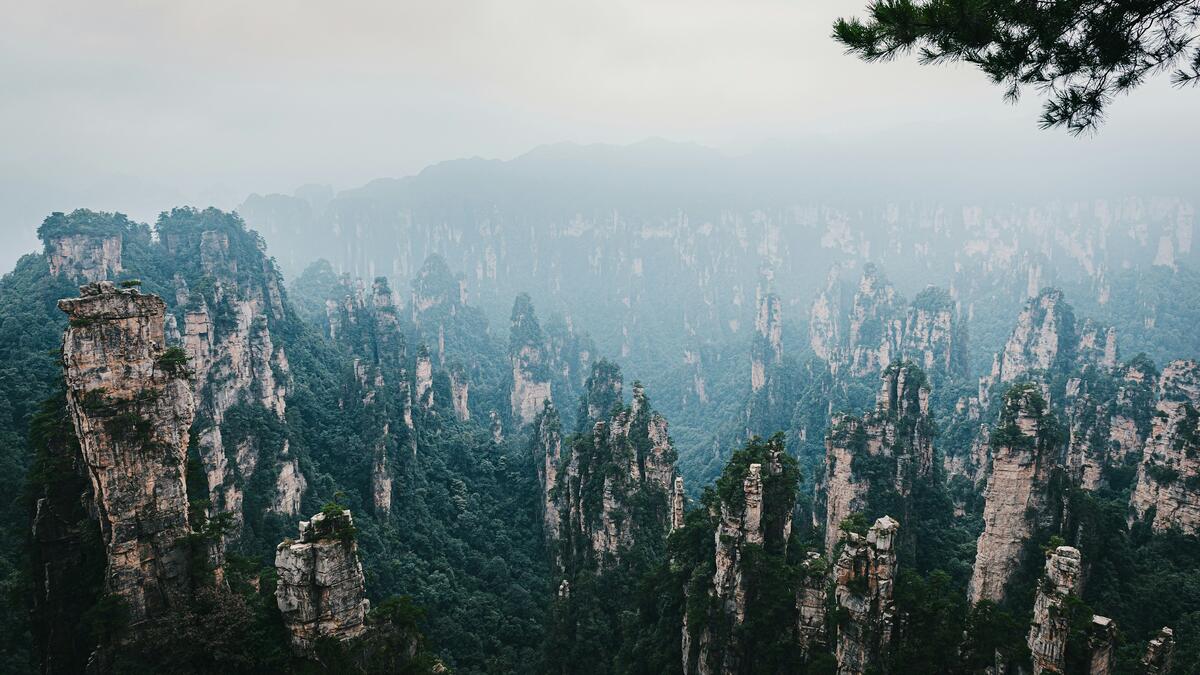 Zhangjiajie mountains shrouded in mist