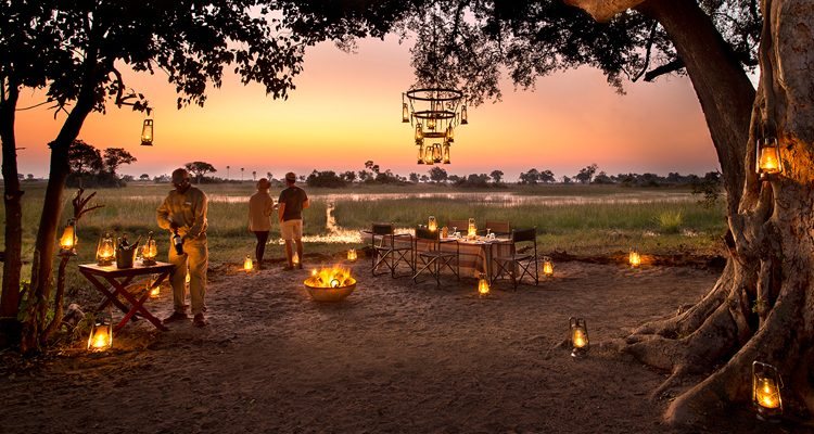 Safari sundowner picnic at dusk