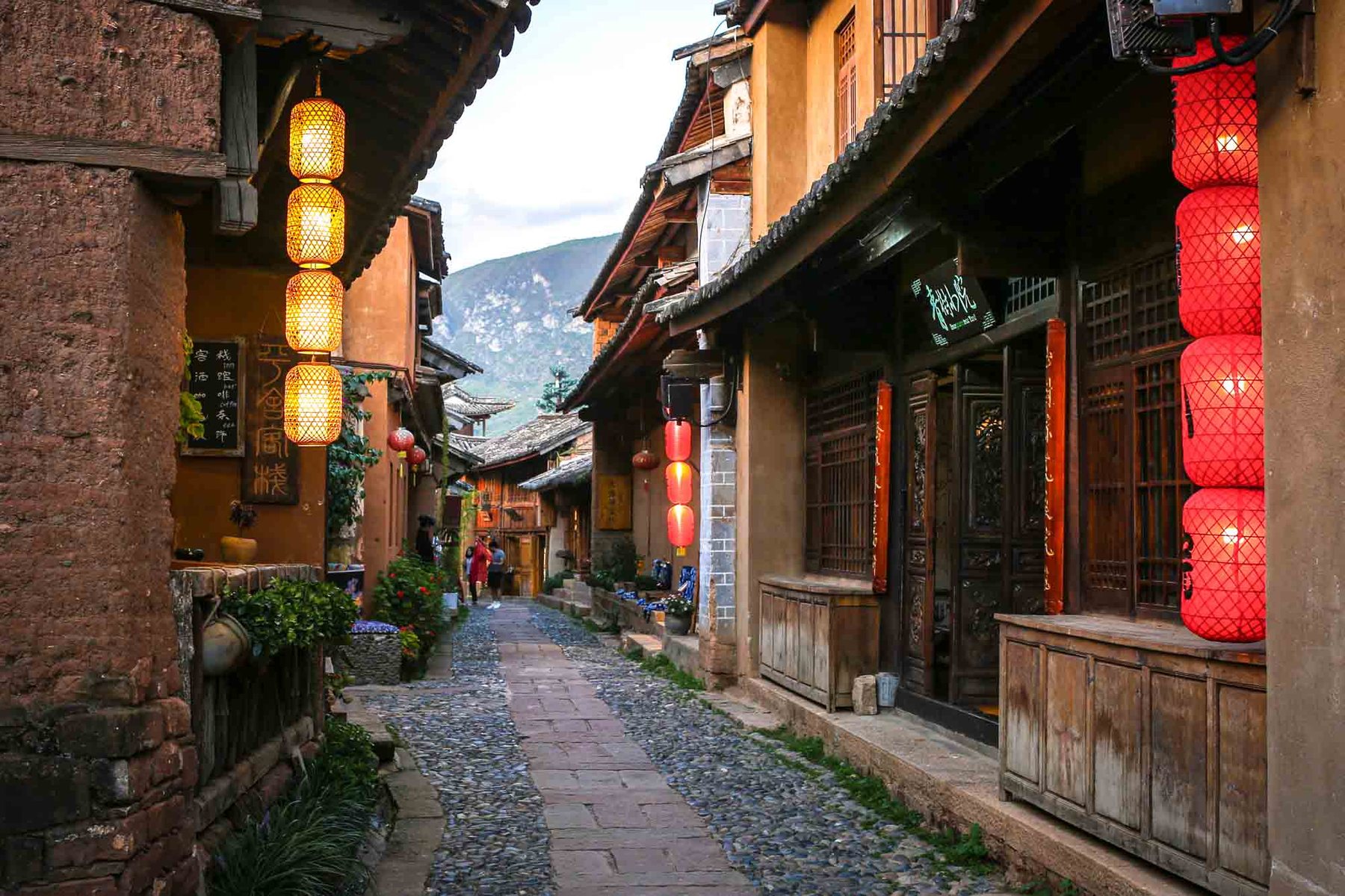 Lantern-lit alley in Shaxi Old Town, Yunnan